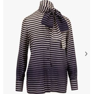 VALENTINO striped tie-neck blouse - size 12